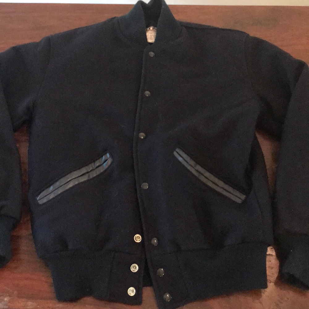 Wool bomber varsity jacket.